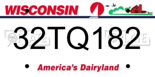 32TQ182 Wisconsin License Plate