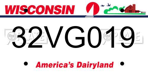 32VG019 Wisconsin License Plate