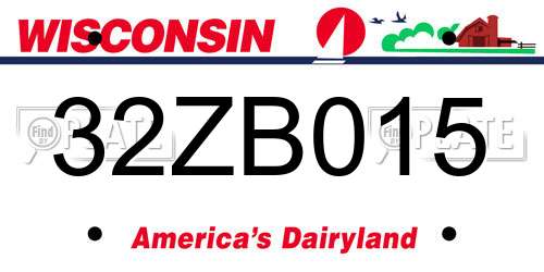 32ZB015 Wisconsin License Plate