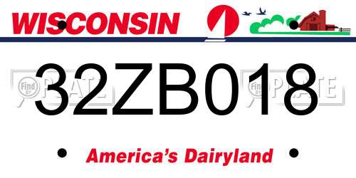 32ZB018 Wisconsin License Plate