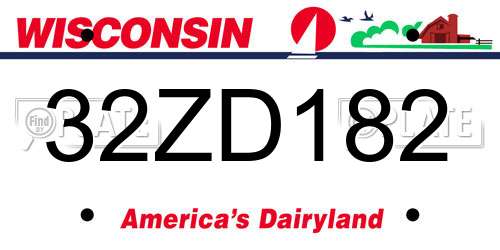 32ZD182 Wisconsin License Plate