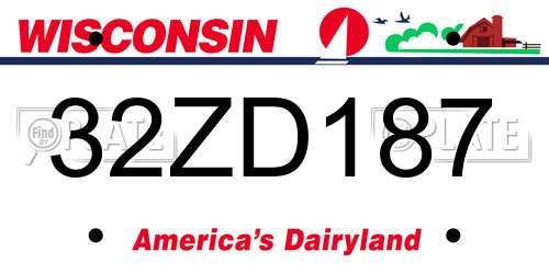 32ZD187 Wisconsin License Plate