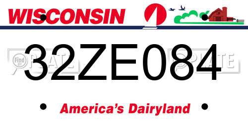 32ZE084 Wisconsin License Plate