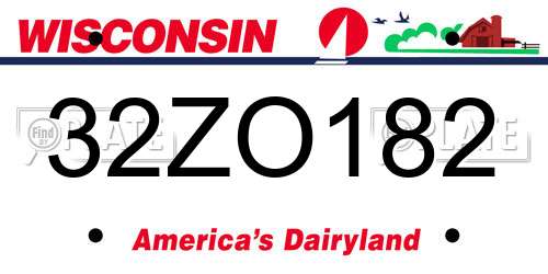 32ZO182 Wisconsin License Plate