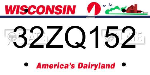 32ZQ152 Wisconsin License Plate