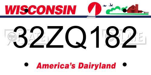 32ZQ182 Wisconsin License Plate