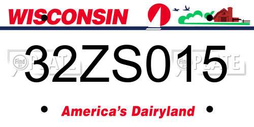 32ZS015 Wisconsin License Plate
