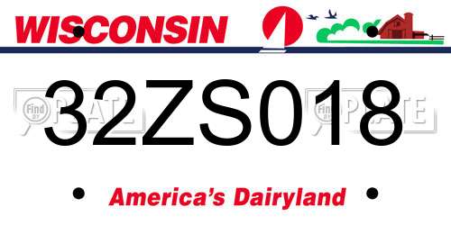 32ZS018 Wisconsin License Plate