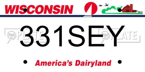 331SEY Wisconsin License Plate