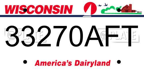 33270AFT Wisconsin License Plate