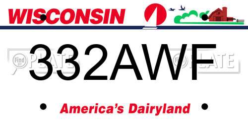 332AWF Wisconsin License Plate