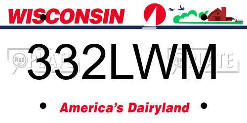 332LWM Wisconsin License Plate