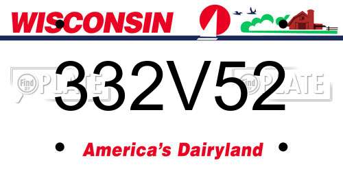 332V52 Wisconsin License Plate