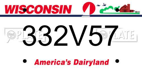 332V57 Wisconsin License Plate