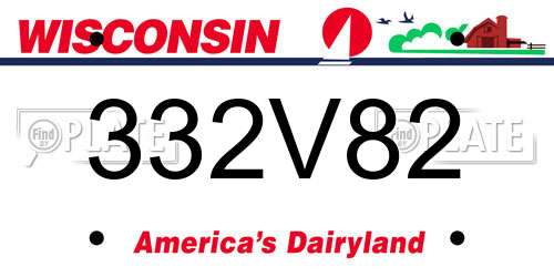 332V82 Wisconsin License Plate