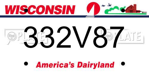 332V87 Wisconsin License Plate