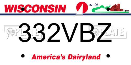 332VBZ Wisconsin License Plate