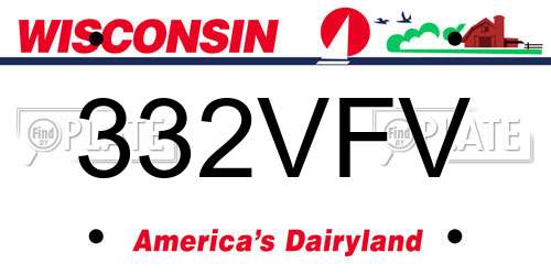 332VFV Wisconsin License Plate