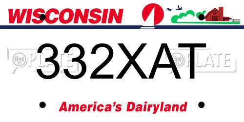 332XAT Wisconsin License Plate