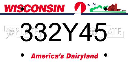 332Y45 Wisconsin License Plate