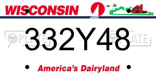 332Y48 Wisconsin License Plate