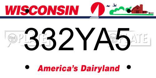 332YA5 Wisconsin License Plate