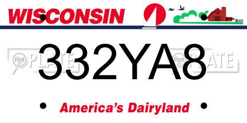 332YA8 Wisconsin License Plate