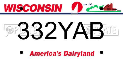 332YAB Wisconsin License Plate