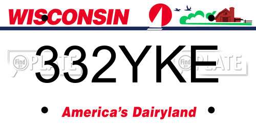 332YKE Wisconsin License Plate