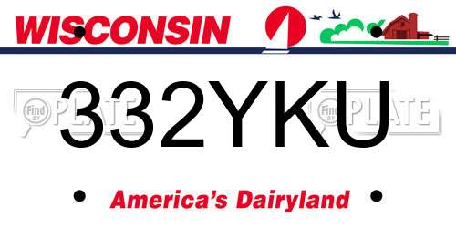 332YKU Wisconsin License Plate