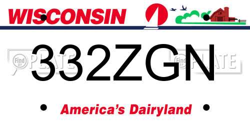 332ZGN Wisconsin License Plate