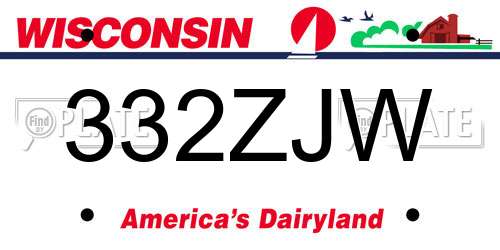 332ZJW Wisconsin License Plate