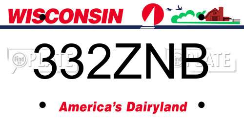 332ZNB Wisconsin License Plate