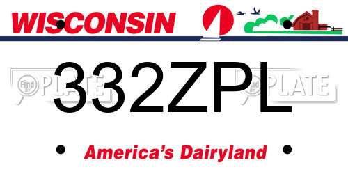 332ZPL Wisconsin License Plate