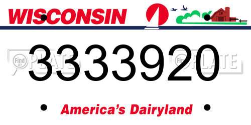 3333920 Wisconsin License Plate