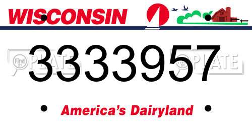 3333957 Wisconsin License Plate