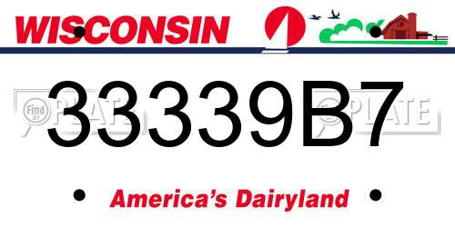 33339B7 Wisconsin License Plate