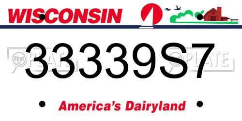33339S7 Wisconsin License Plate