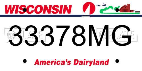 33378MG Wisconsin License Plate