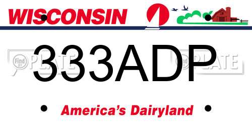 333ADP Wisconsin License Plate