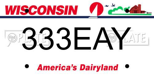 333EAY Wisconsin License Plate