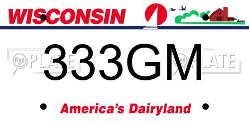 333GM Wisconsin License Plate