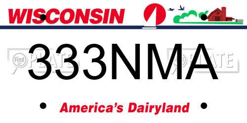 333NMA Wisconsin License Plate