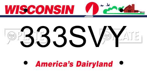 333SVY Wisconsin License Plate