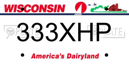 333XHP Wisconsin License Plate