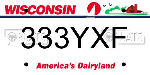 333YXF Wisconsin License Plate