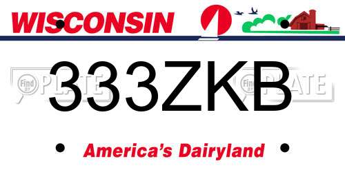 333ZKB Wisconsin License Plate