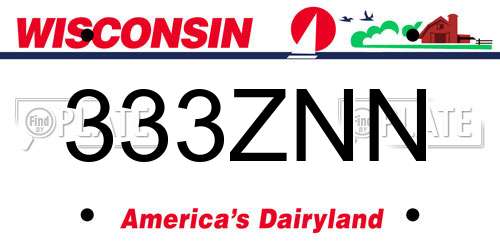 333ZNN Wisconsin License Plate