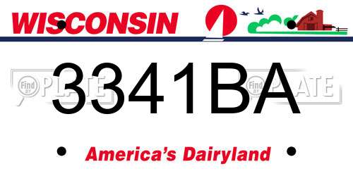 3341BA Wisconsin License Plate