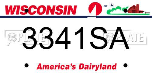 3341SA Wisconsin License Plate